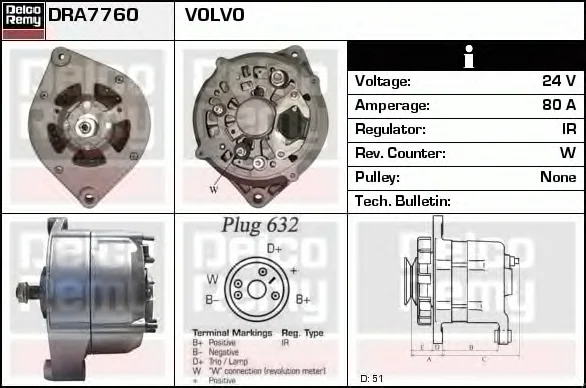 DRA7760 DELCO REMY Генератор (фото 1)