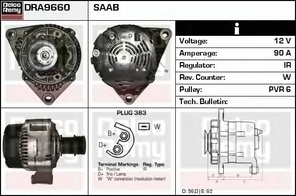 DRA9660 DELCO REMY Генератор (фото 1)