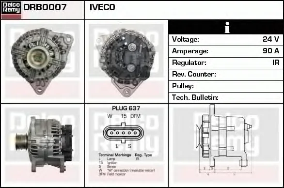 DRB0007 DELCO REMY Генератор (фото 2)