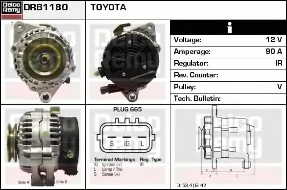 DRB1180 DELCO REMY Генератор (фото 1)