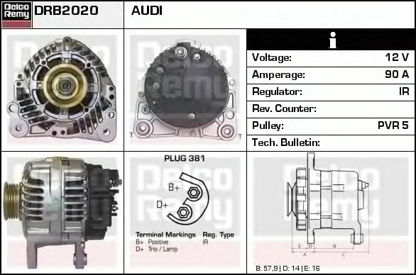 DRB2020 DELCO REMY Генератор (фото 1)