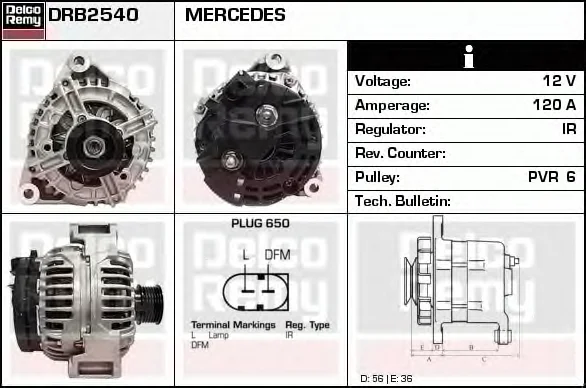 DRB2540 DELCO REMY Генератор (фото 1)