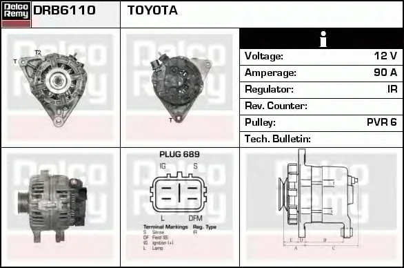 DRB6110 DELCO REMY Генератор (фото 1)