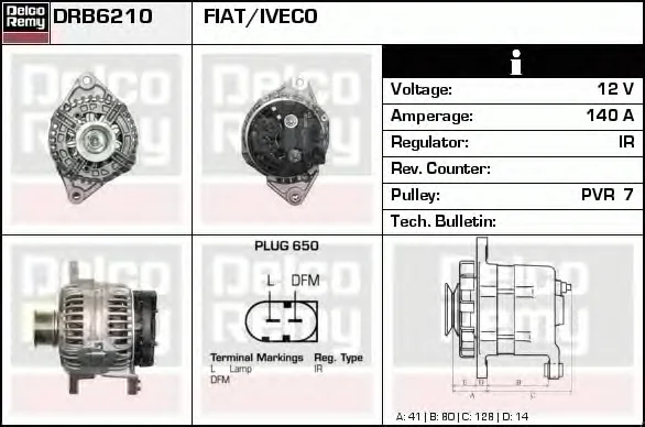 DRB6210 DELCO REMY Генератор (фото 1)