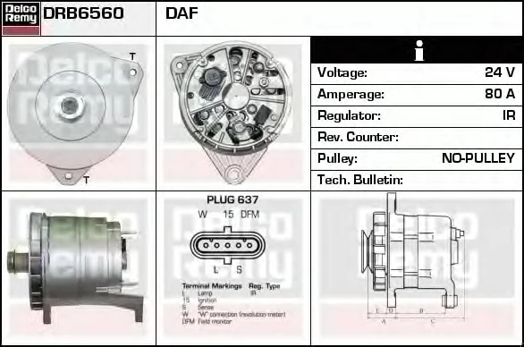 DRB6560 DELCO REMY Генератор (фото 1)