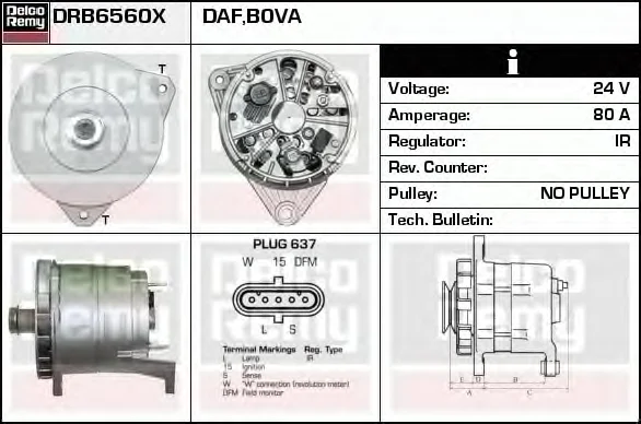 DRB6560X DELCO REMY Генератор (фото 1)