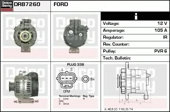 DRB7260 DELCO REMY Генератор (фото 1)