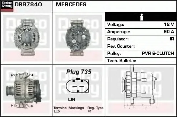 DRB7840 DELCO REMY Генератор (фото 1)