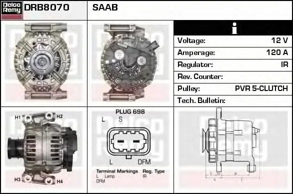 DRB8070 DELCO REMY Генератор (фото 1)