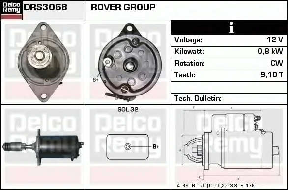 DRS3068 DELCO REMY Стартер (фото 1)