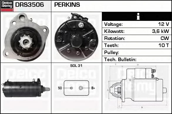 DRS3506 DELCO REMY Стартер (фото 1)