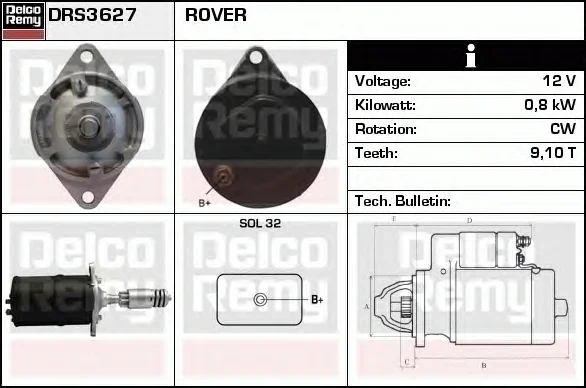 DRS3627 DELCO REMY Стартер (фото 1)