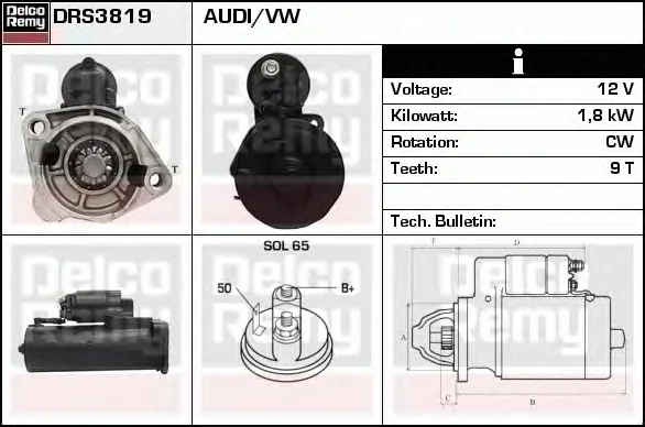 DRS3819 DELCO REMY Стартер (фото 1)