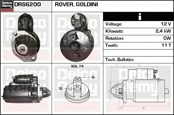 DRS6200 DELCO REMY Стартер (фото 1)