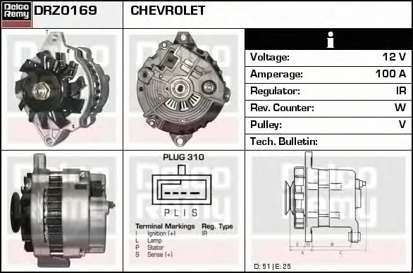 DRZ0169 DELCO REMY Генератор (фото 1)