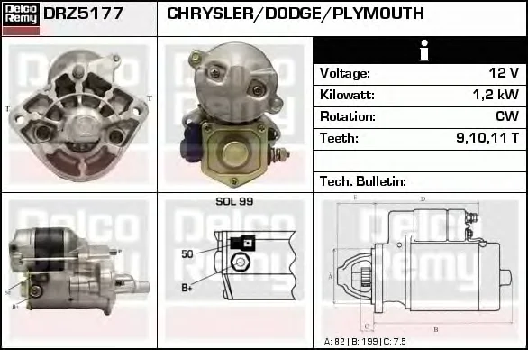 DRZ5177 DELCO REMY Стартер (фото 1)