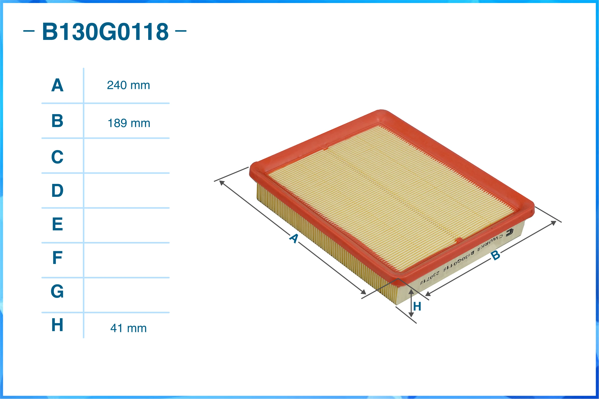 B130G0118 CWORKS Воздушный фильтр (фото 4)