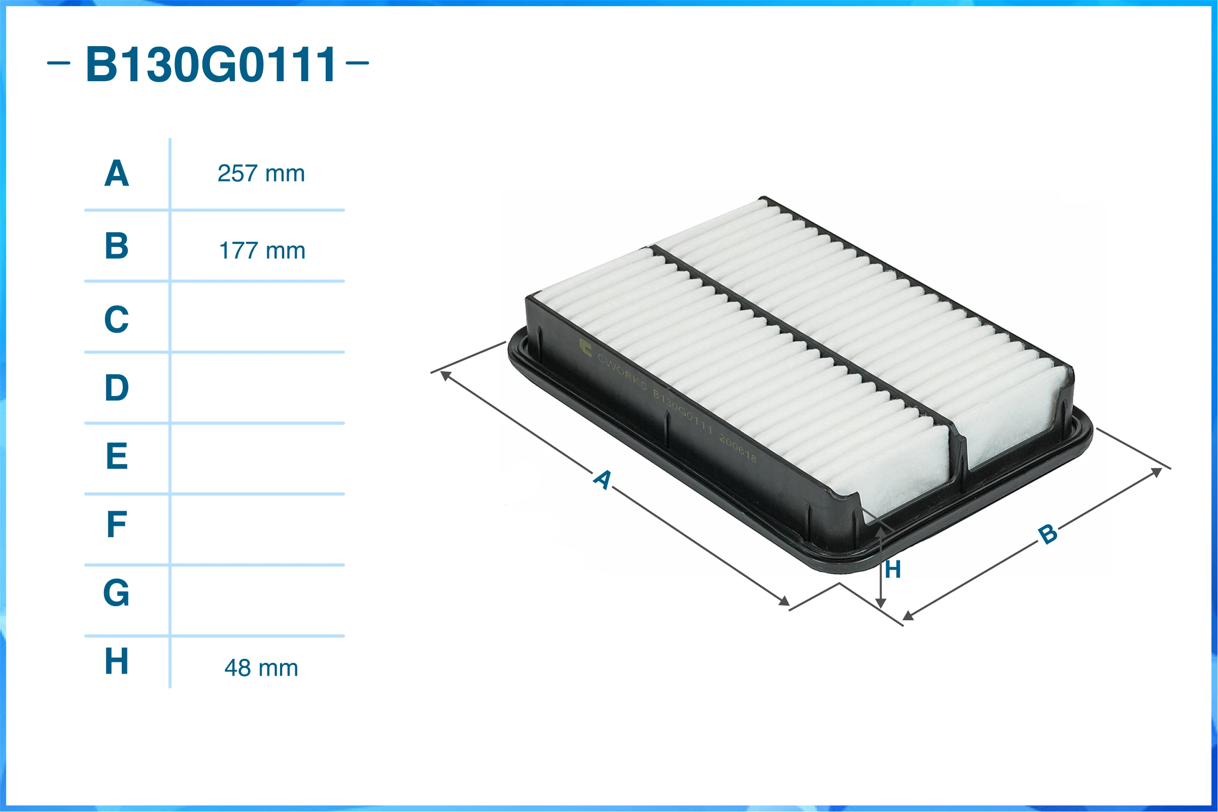 B130G0111 CWORKS Воздушный фильтр (фото 4)