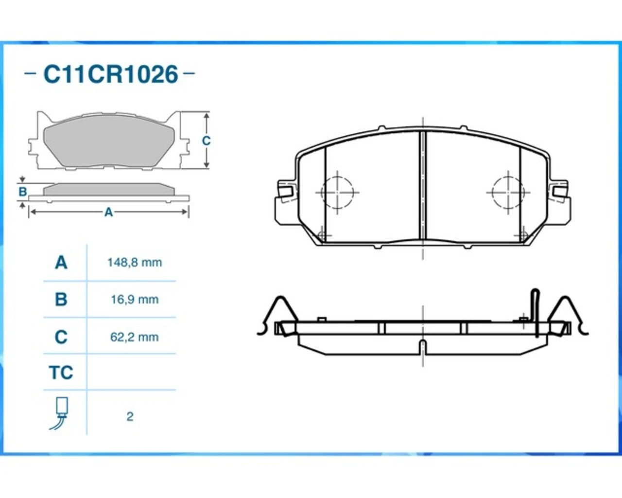 C11CR1026 CWORKS Комплект тормозных колодок, дисковый тормоз (фото 3)