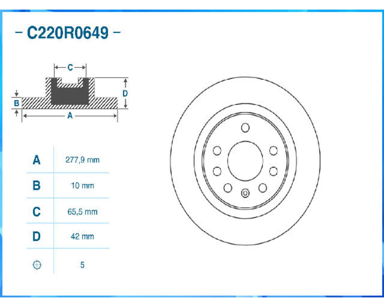 C220R0649 CWORKS Тормозной диск (фото 4)