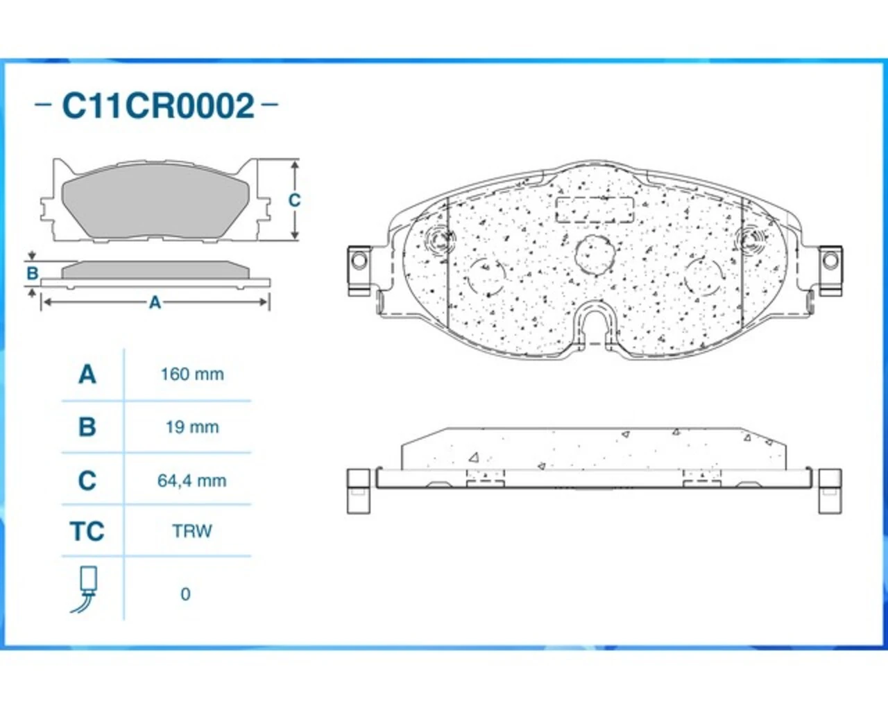 C11CR0002 CWORKS Комплект тормозных колодок, дисковый тормоз (фото 4)