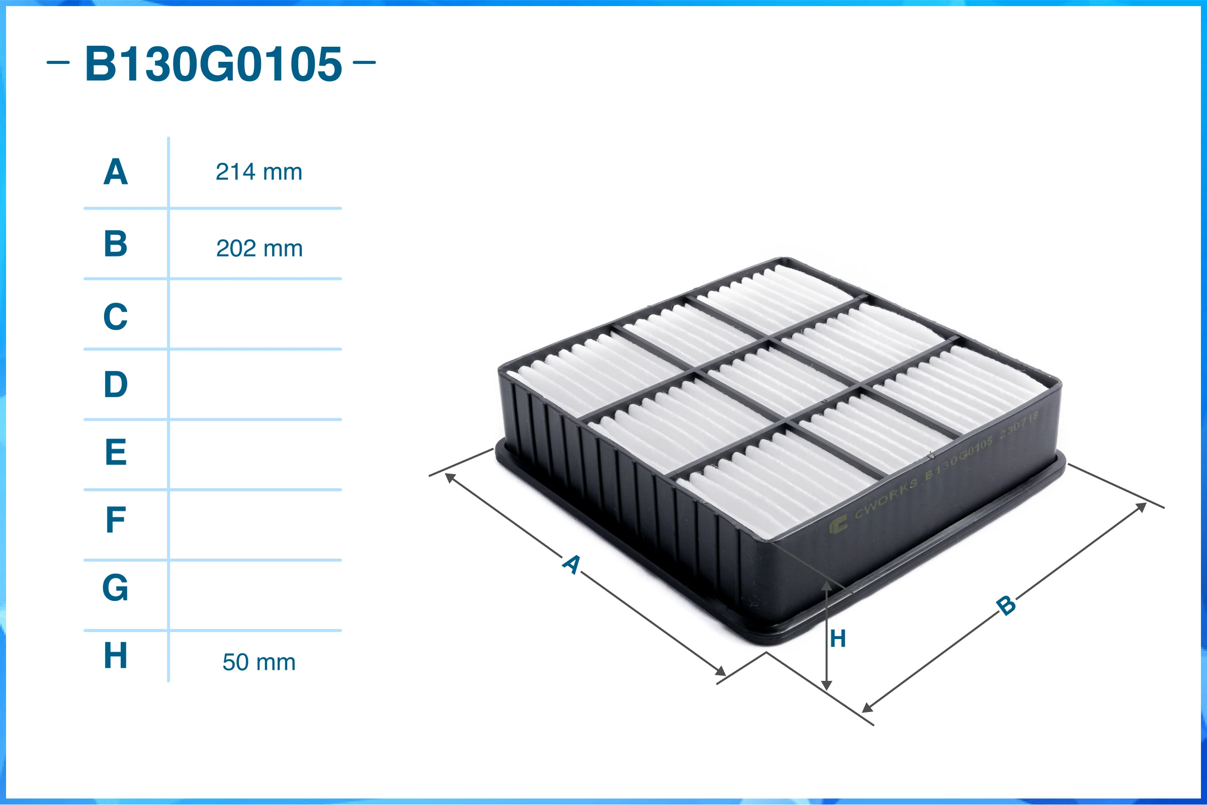 B130G0105 CWORKS Воздушный фильтр (фото 4)