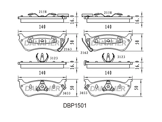 DBP1501 DANAHER Комплект тормозных колодок, дисковый тормоз (фото 2)