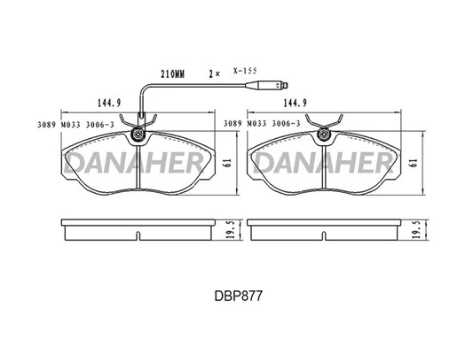 DBP877 DANAHER Комплект тормозных колодок, дисковый тормоз (фото 3)