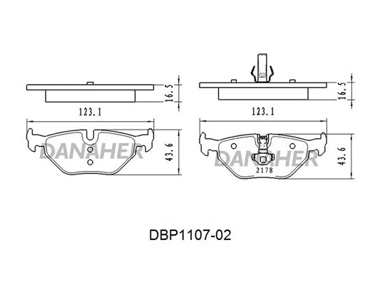 DBP1107-02 DANAHER Комплект тормозных колодок, дисковый тормоз (фото 2)