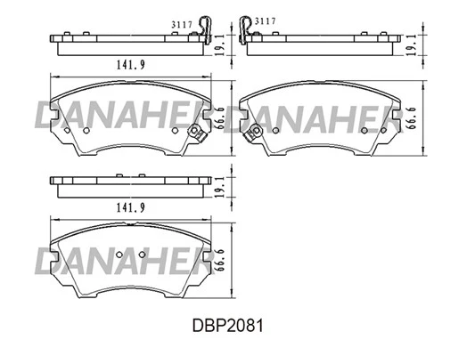 DBP2081 DANAHER Комплект тормозных колодок, дисковый тормоз (фото 2)