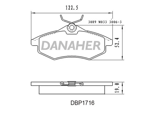 DBP1716 DANAHER Комплект тормозных колодок, дисковый тормоз (фото 2)