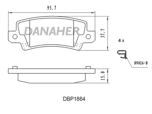 DBP1864 DANAHER Комплект тормозных колодок, дисковый тормоз (фото 2)