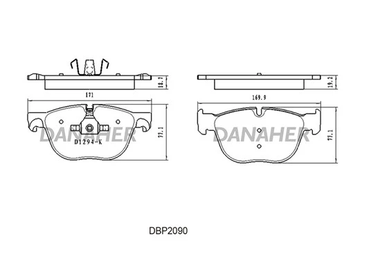 DBP2090 DANAHER Комплект тормозных колодок, дисковый тормоз (фото 2)