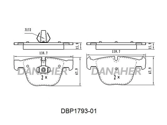 DBP1793-01 DANAHER Комплект тормозных колодок, дисковый тормоз (фото 2)