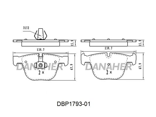 DBP1793-01 DANAHER Комплект тормозных колодок, дисковый тормоз (фото 3)