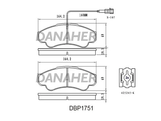 DBP175/1 DANAHER Комплект тормозных колодок, дисковый тормоз (фото 3)