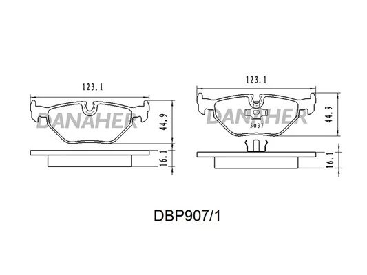 DBP907/1 DANAHER Комплект тормозных колодок, дисковый тормоз (фото 2)
