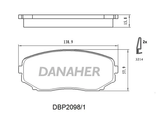 DBP2098/1 DANAHER Комплект тормозных колодок, дисковый тормоз (фото 2)