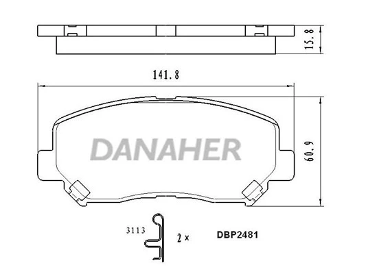 DBP2481 DANAHER Комплект тормозных колодок, дисковый тормоз (фото 2)