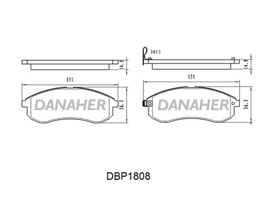 DBP1808 DANAHER Комплект тормозных колодок, дисковый тормоз (фото 2)