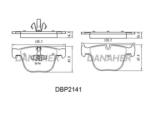 DBP2141 DANAHER Комплект тормозных колодок, дисковый тормоз (фото 2)