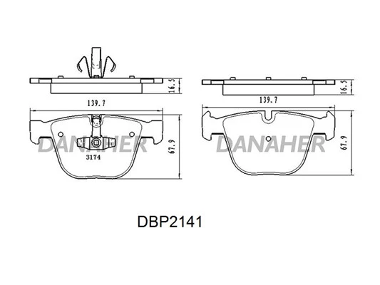 DBP2141 DANAHER Комплект тормозных колодок, дисковый тормоз (фото 3)