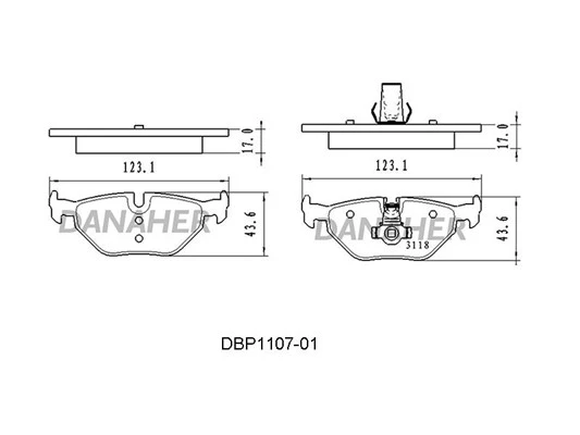 DBP1107-01 DANAHER Комплект тормозных колодок, дисковый тормоз (фото 2)