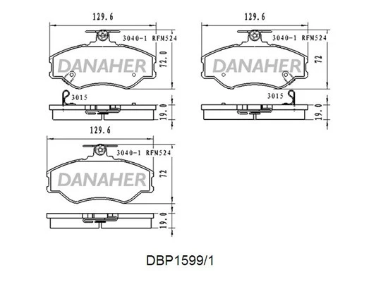 DBP1599/1 DANAHER Комплект тормозных колодок, дисковый тормоз (фото 2)