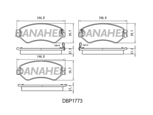 DBP1773 DANAHER Комплект тормозных колодок, дисковый тормоз (фото 2)