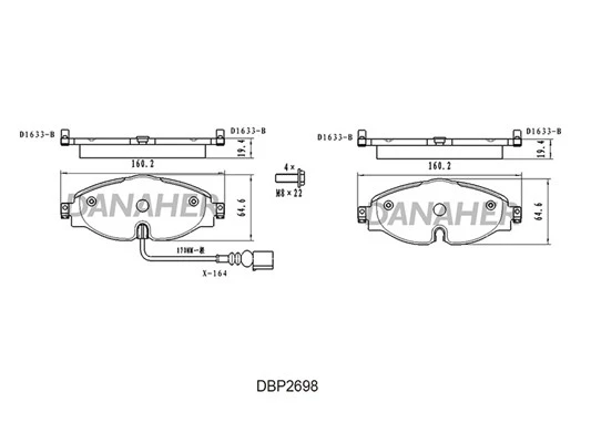 DBP2698 DANAHER Комплект тормозных колодок, дисковый тормоз (фото 2)