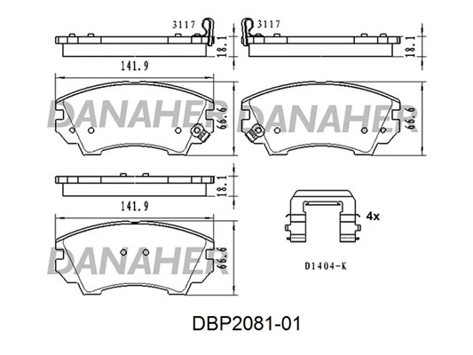 DBP2081-01 DANAHER Комплект тормозных колодок, дисковый тормоз (фото 2)