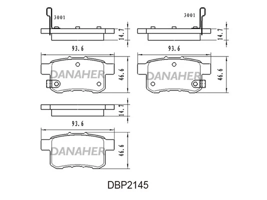 DBP2145 DANAHER Комплект тормозных колодок, дисковый тормоз (фото 2)