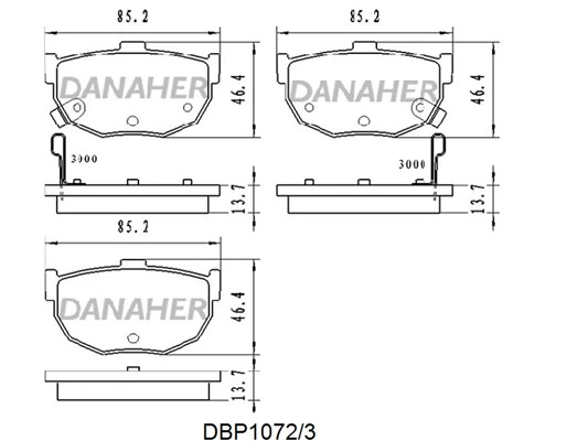 DBP1072/3 DANAHER Комплект тормозных колодок, дисковый тормоз (фото 2)