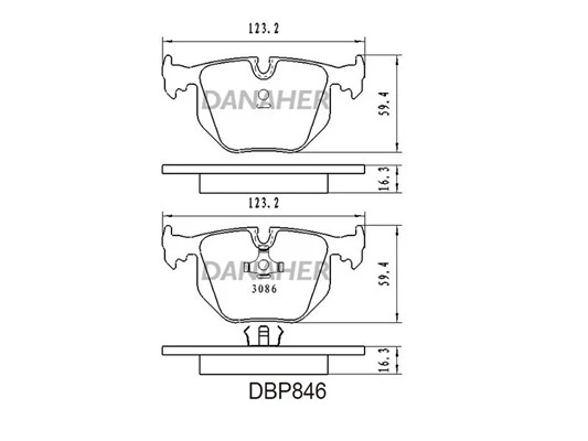 DBP846 DANAHER Комплект тормозных колодок, дисковый тормоз (фото 3)